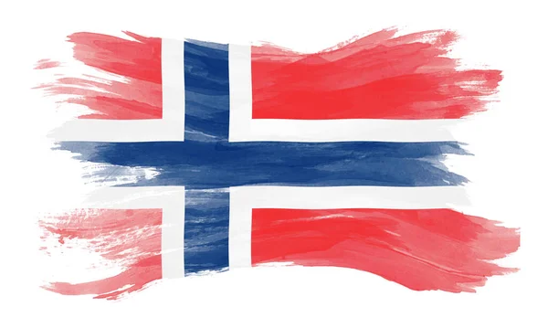 Pincelada Bandera Noruega Bandera Nacional Sobre Fondo Blanco —  Fotos de Stock