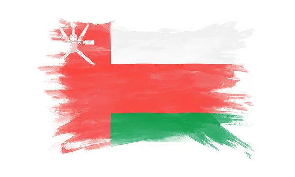 Мазок Кистью Флага Омана Национальный Флаг Белом Фоне — стоковое фото