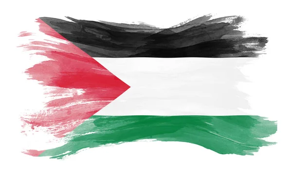 Palestine Flag Brush Stroke National Flag White Background — Stock Photo, Image