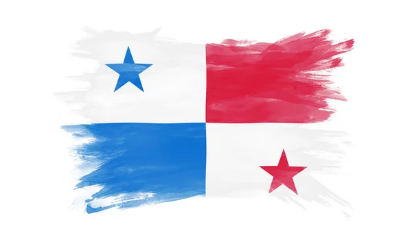 Pincelada Bandera Panamá Bandera Nacional Sobre Fondo Blanco —  Fotos de Stock