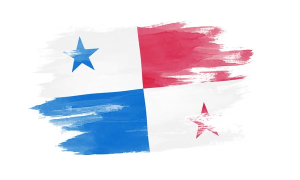 Panama Flag Brush Stroke National Flag White Background — Stock Photo, Image