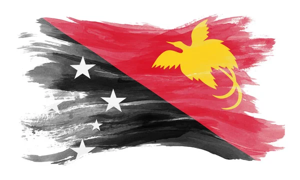 Papua Nova Guiné Pincel Bandeira Bandeira Nacional Sobre Fundo Branco — Fotografia de Stock