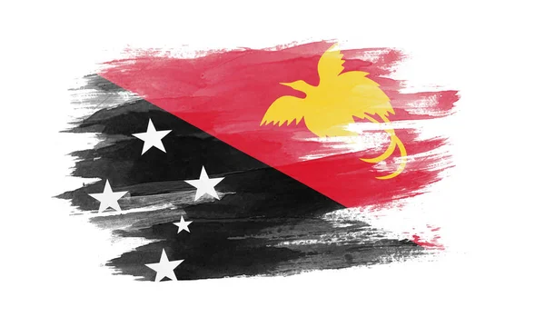 Papua New Guinea Flag Brush Stroke National Flag White Background — Stock Photo, Image