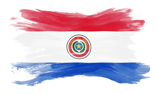 Pincelada Bandera Paraguay Bandera Nacional Sobre Fondo Blanco — Foto de Stock