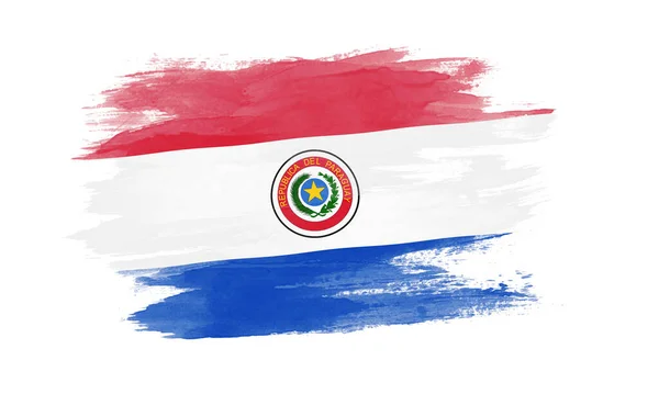 Pennellata Bandiera Paraguay Bandiera Nazionale Sfondo Bianco — Foto Stock