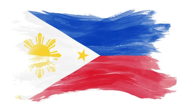 Filipinas Pincel Bandeira Acidente Vascular Cerebral Bandeira Nacional Fundo Branco — Fotografia de Stock