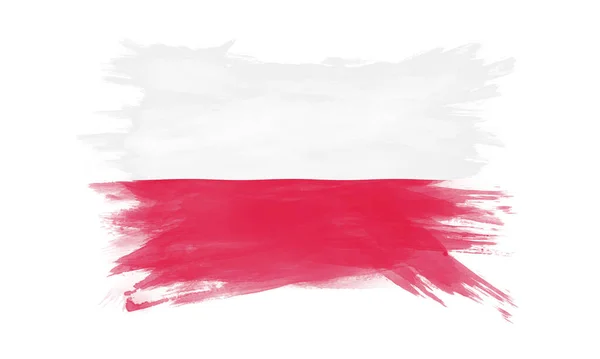 ポーランド国旗ブラシストローク白地の国旗 — ストック写真