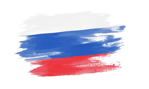 Σημαία Ρωσίας Πινέλο Εγκεφαλικό Επεισόδιο Εθνική Σημαία Λευκό Φόντο — Φωτογραφία Αρχείου