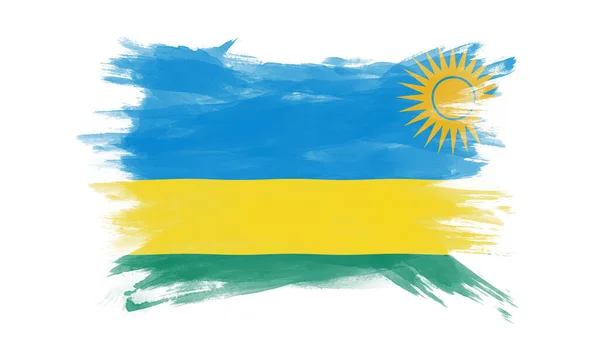 Ruanda Bayrağı Fırça Darbesi Beyaz Arka Planda Ulusal Bayrak — Stok fotoğraf