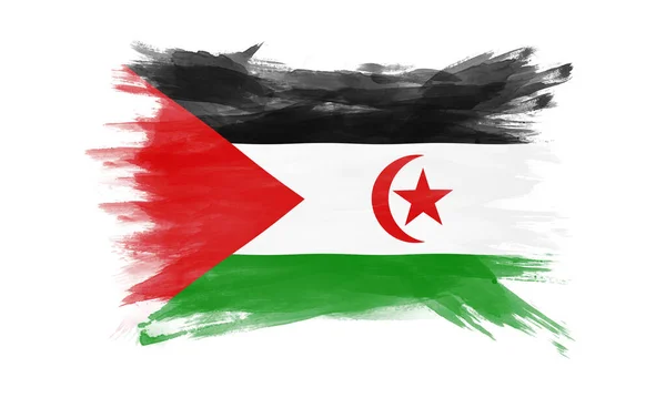 Sahrawi Arab Democratic Republic Flag Brush Stroke National Flag White — Stock Photo, Image