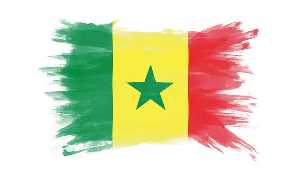 Senegal Drapel Perie Accident Vascular Cerebral Steag Național Fundal Alb — Fotografie, imagine de stoc