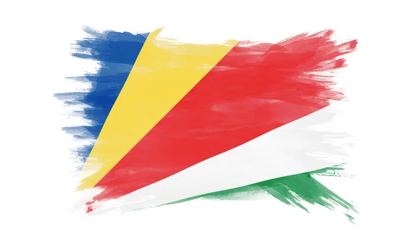 Pincelada Bandera Seychelles Bandera Nacional Sobre Fondo Blanco — Foto de Stock