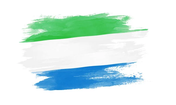 Sierra Leone Vlajka Tahu Štětcem Národní Vlajka Bílém Pozadí — Stock fotografie