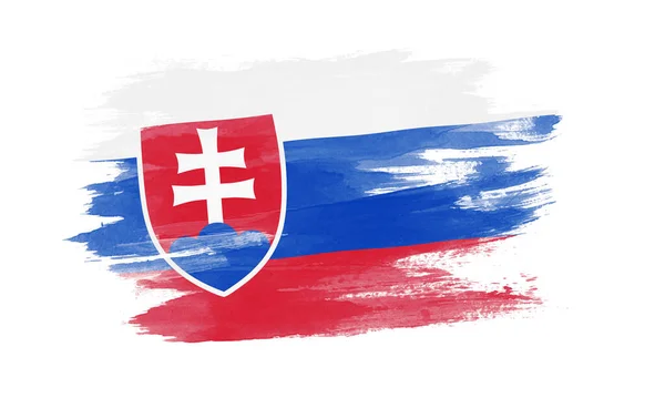 Pincelada Bandera Eslovaquia Bandera Nacional Sobre Fondo Blanco — Foto de Stock