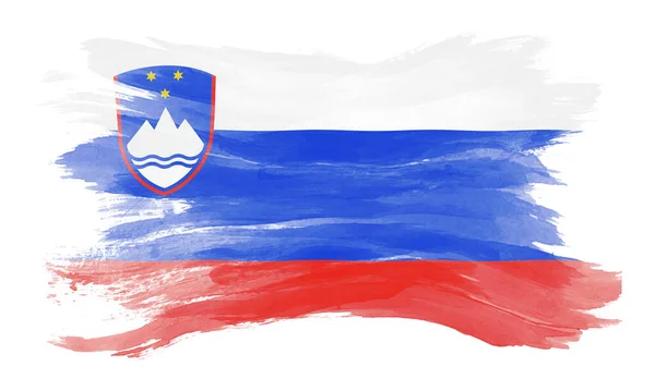 Slovenia Flag Brush Stroke Національний Прапор Білому Тлі — стокове фото