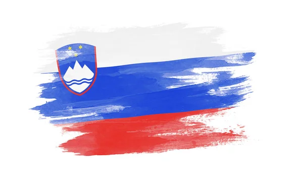 Slovenia Flag Brush Stroke Національний Прапор Білому Тлі — стокове фото