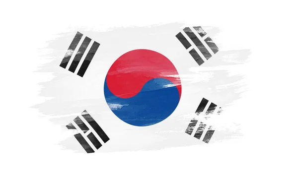 South Korea Flag Brush Stroke National Flag White Background — Stock Photo, Image