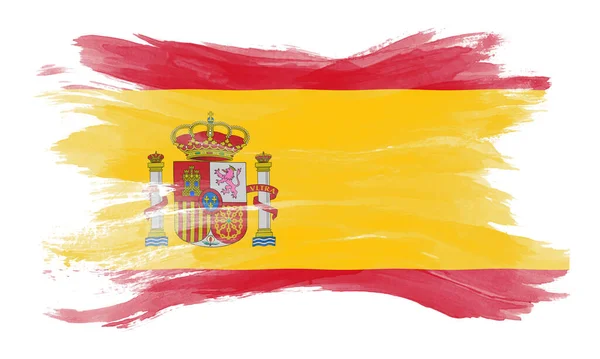 Espanha Pincel Bandeira Bandeira Nacional Sobre Fundo Branco — Fotografia de Stock