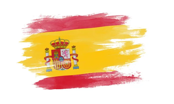 Spanje Vlaggenborstel Slag Nationale Vlag Witte Achtergrond — Stockfoto
