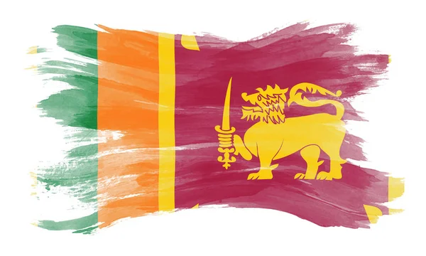 スリランカ国旗ブラシストローク白地の国旗 — ストック写真