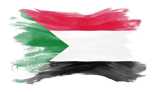 Pinselstrich Der Sudan Flagge Nationalflagge Auf Weißem Hintergrund — Stockfoto