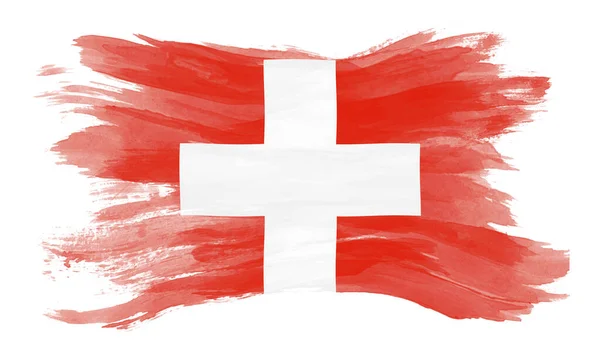 Switzerland Flag Brush Stroke National Flag White Background — 图库照片