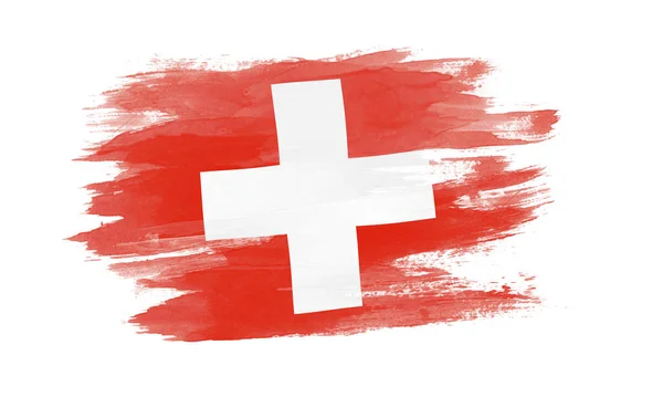 Switzerland Flag Brush Stroke National Flag White Background — Stock Photo, Image