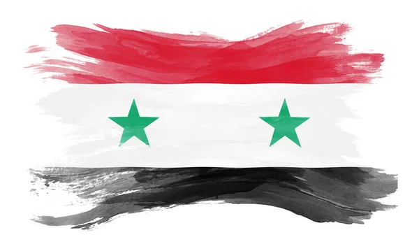 Pincel Bandera Siria Bandera Nacional Sobre Fondo Blanco —  Fotos de Stock