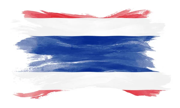 Thailand Vlag Borstel Slag Nationale Vlag Witte Achtergrond — Stockfoto