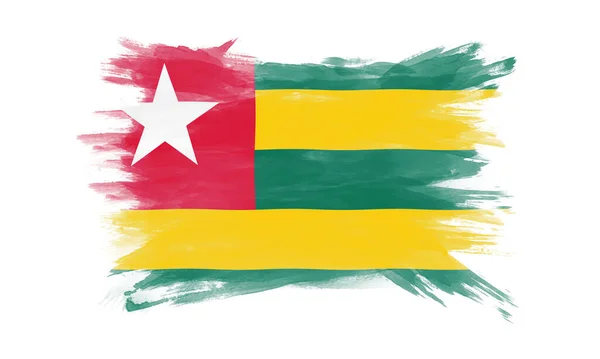 Togo Zászló Ecset Stroke Nemzeti Zászló Fehér Háttér — Stock Fotó