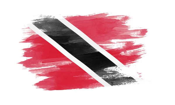 Trinidad Och Tobago Flagga Pensel Stroke Nationell Flagga Vit Bakgrund — Stockfoto