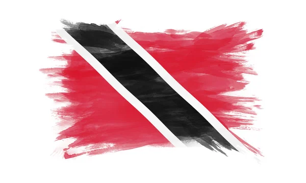Trynidad Tobago Flaga Pociągnięcia Pędzla Flaga Narodowa Białym Tle — Zdjęcie stockowe