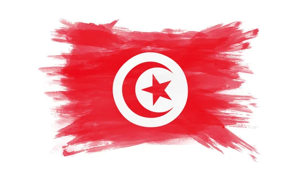 Tunisia Pennellata Bandiera Bandiera Nazionale Sfondo Bianco — Foto Stock