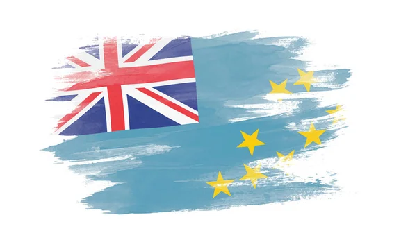 Pincelada Bandera Tuvalu Bandera Nacional Sobre Fondo Blanco — Foto de Stock