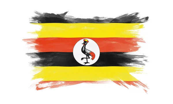 Uganda Pennellata Bandiera Bandiera Nazionale Sfondo Bianco — Foto Stock