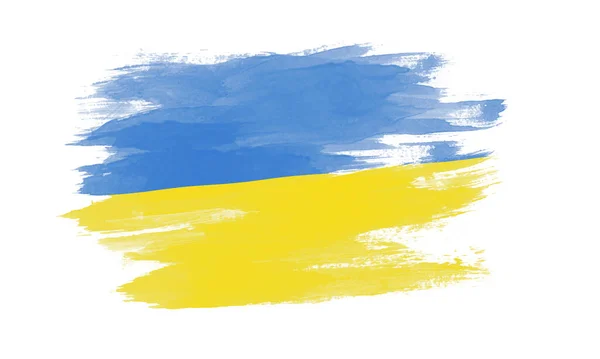 Ucraina Pennellata Bandiera Bandiera Nazionale Sfondo Bianco — Foto Stock