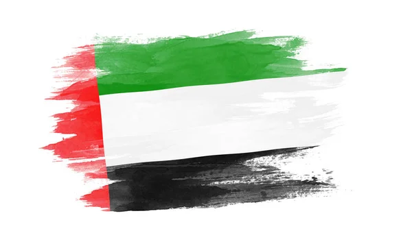 Мазок Кистью Флага Объединенных Арабских Эмиратов Национальный Флаг Белом Фоне — стоковое фото