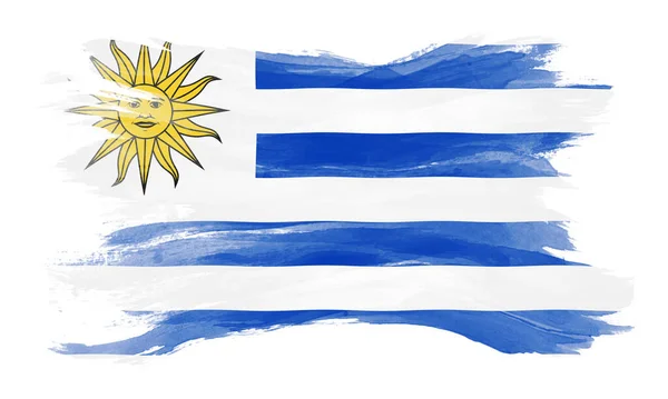 Pincelada Bandera Uruguay Bandera Nacional Sobre Fondo Blanco — Foto de Stock