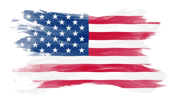 アメリカ合衆国国旗ブラシストローク白地の国旗 — ストック写真