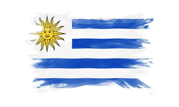 Uruguay Flagga Pensel Stroke Nationell Flagga Vit Bakgrund — Stockfoto