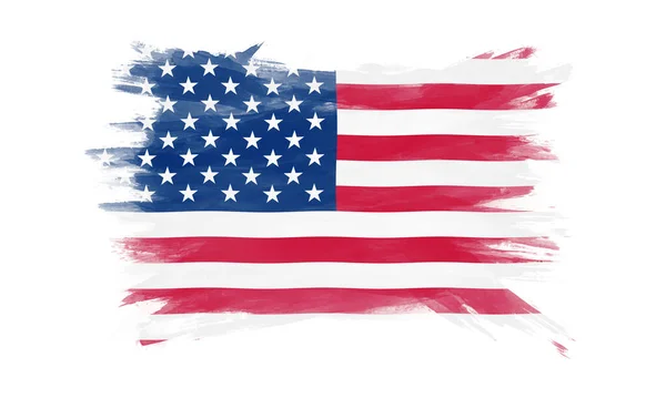 Birleşik Devletler Bayrak Fırça Darbesi Beyaz Arka Planda Ulusal Bayrak — Stok fotoğraf