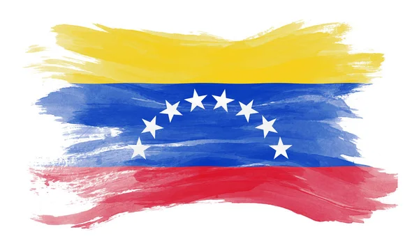 Golpe Pincel Bandera Venezuela Bandera Nacional Sobre Fondo Blanco — Foto de Stock