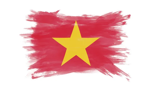 Vietnam Flagga Pensel Stroke Nationell Flagga Vit Bakgrund — Stockfoto