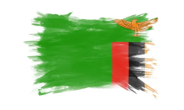 Zambia Flag Brush Stroke National Flag White Background — Stock Photo, Image