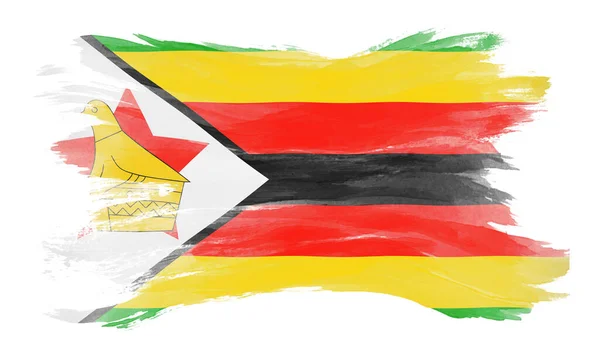 Zimbabwe Pennellata Bandiera Bandiera Nazionale Sfondo Bianco — Foto Stock