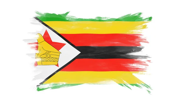 Simbabwe Flagge Pinselstrich Nationalflagge Auf Weißem Hintergrund — Stockfoto