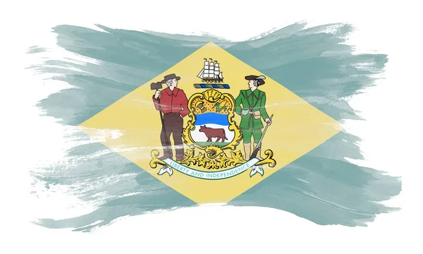 Delaware State Flag Brush Stroke Delaware Flag Background — Fotografia de Stock