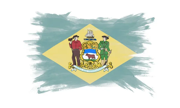 Delaware State Flag Brush Stroke Delaware Flag Background — стокове фото