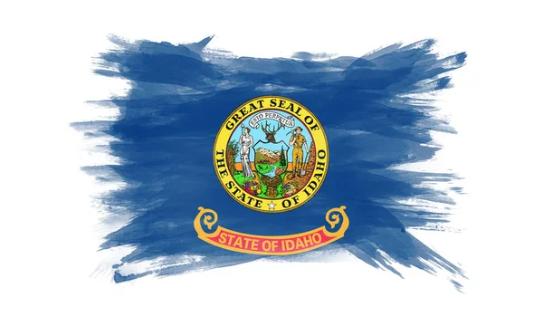 Σημαία Κράτους Idaho Πινέλο Εγκεφαλικό Επεισόδιο Φόντο Σημαία Idaho — Φωτογραφία Αρχείου