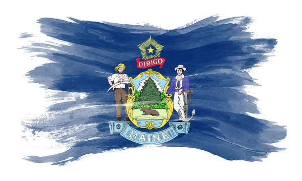 Maine State Flag Brush Stroke Maine Flag Background — стокове фото